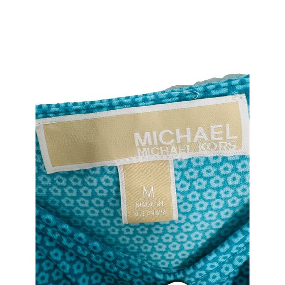 2/$30 Michael Michael Kors M Womens Turquoise Patterned Dress - Picture 5 of 11